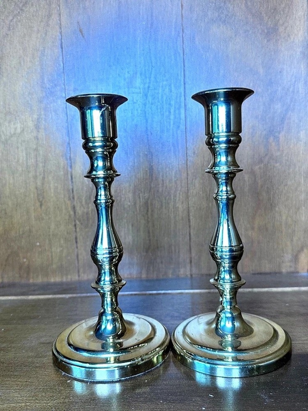 Baldwin Vintage Solid Brass Taper Candlestick Holders Silver Candlestick Holders